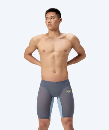 Speedo competition swim trunks for men - LZR Pure Valor 2.0 - Grey/yellow