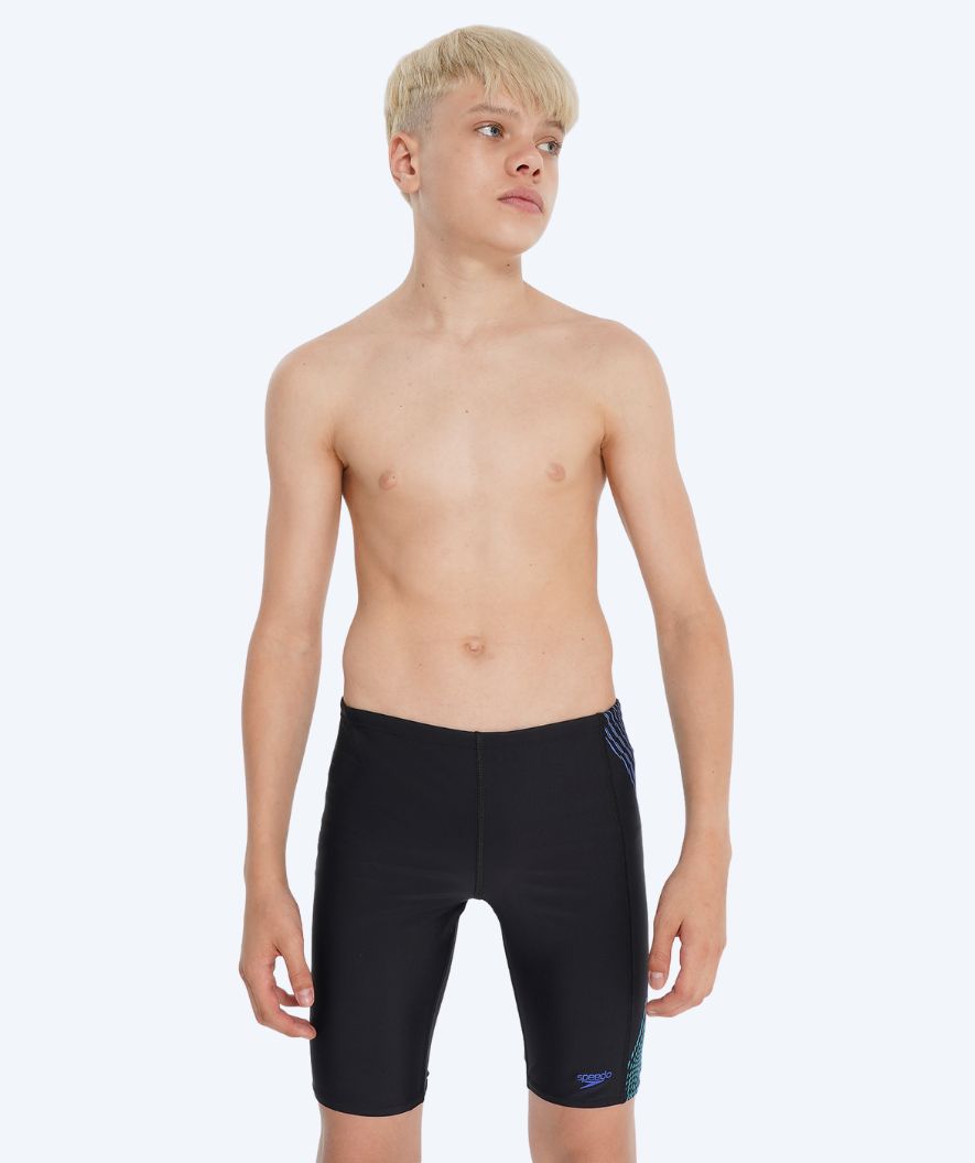 Speedo long swim trunks for boys - Plastisol Placement - Black/dark blue