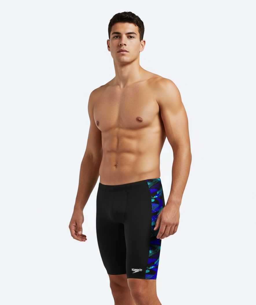 Speedo long swim trunks for men - Hyperboom Panel - Black/Dark Blue