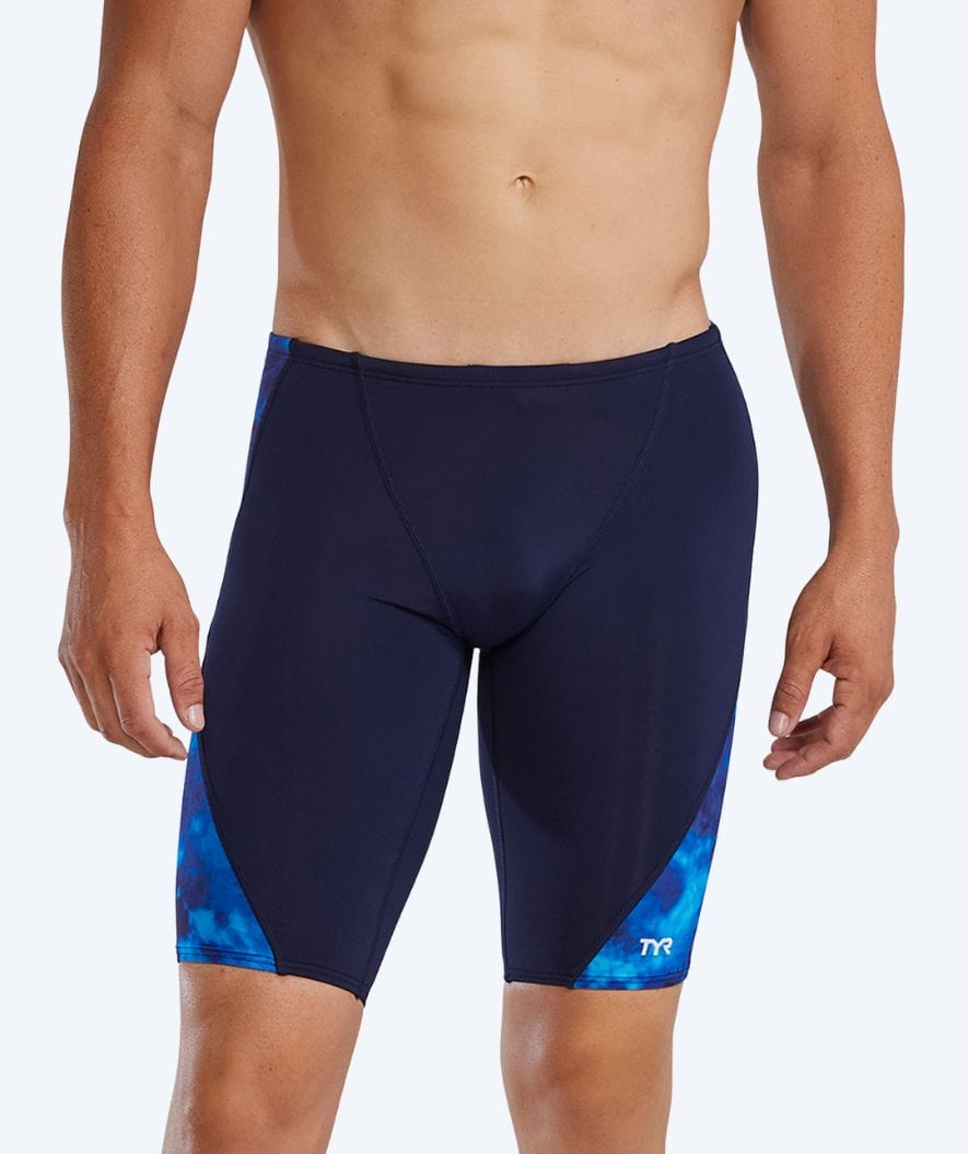 TYR long swim trunks for men - Blade Splice Waveform - Black/blue