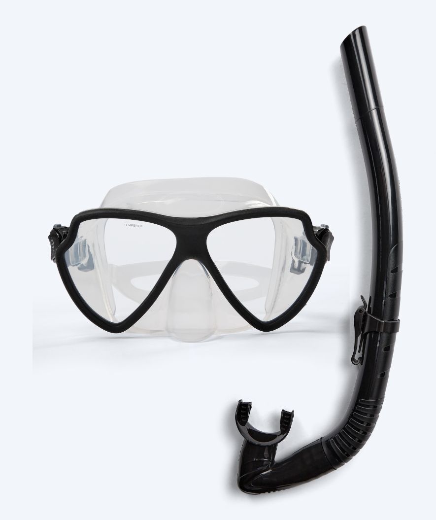 Watery Combo snorkel set for adults (from 15 years) - Itzel - Black