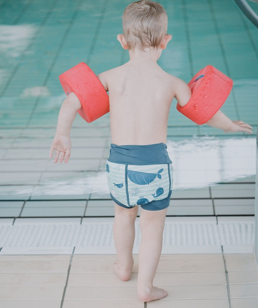 Watery swim nappies for kids - Neoprene Swim Nappy - Purple Stripes