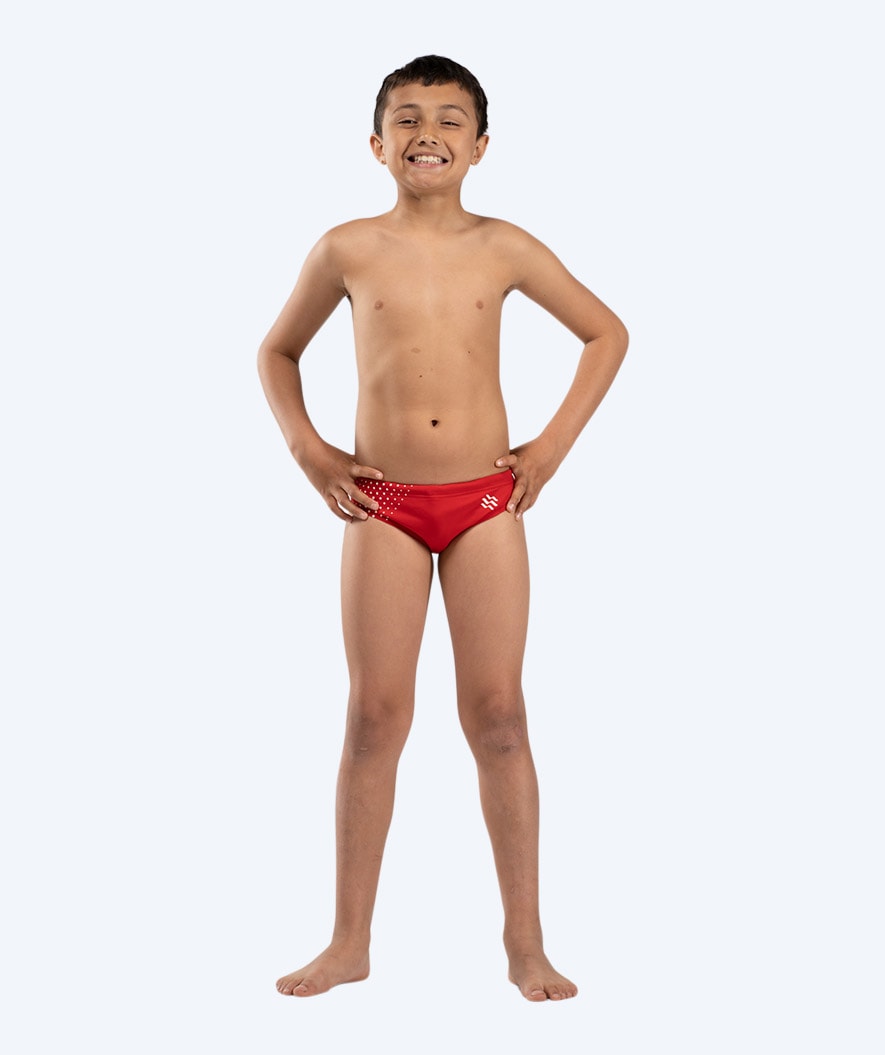 Watery triangular swim trunks for boys - Budgie Eco - Red Sporty