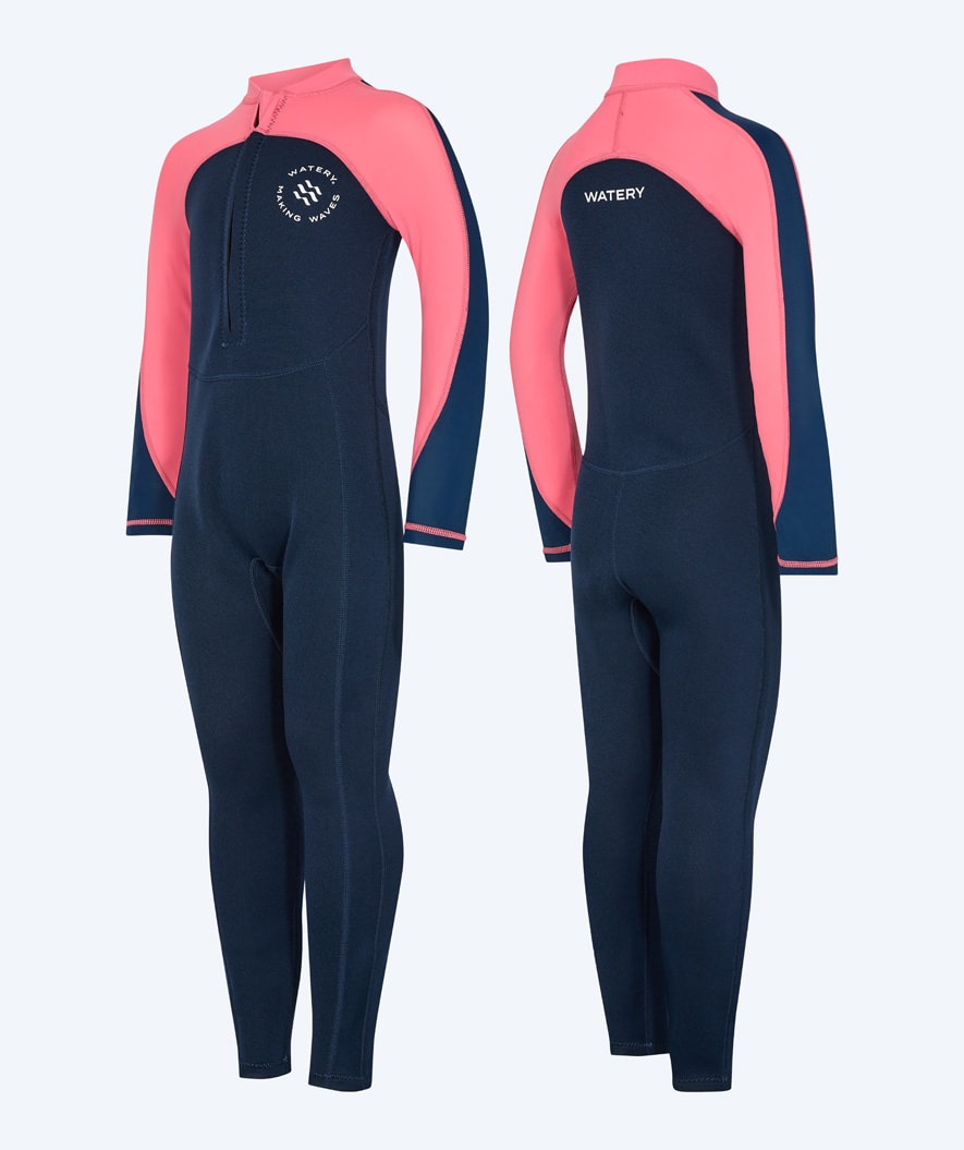 Watery wetsuit for kids - Calypso Full-Body - Coral/dark blue