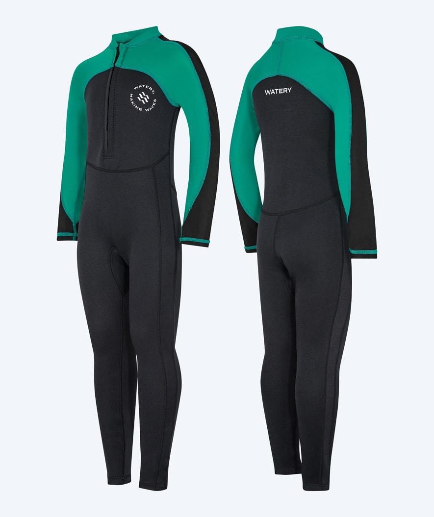 Watery wetsuit for kids - Calypso Full-Body - Green/black