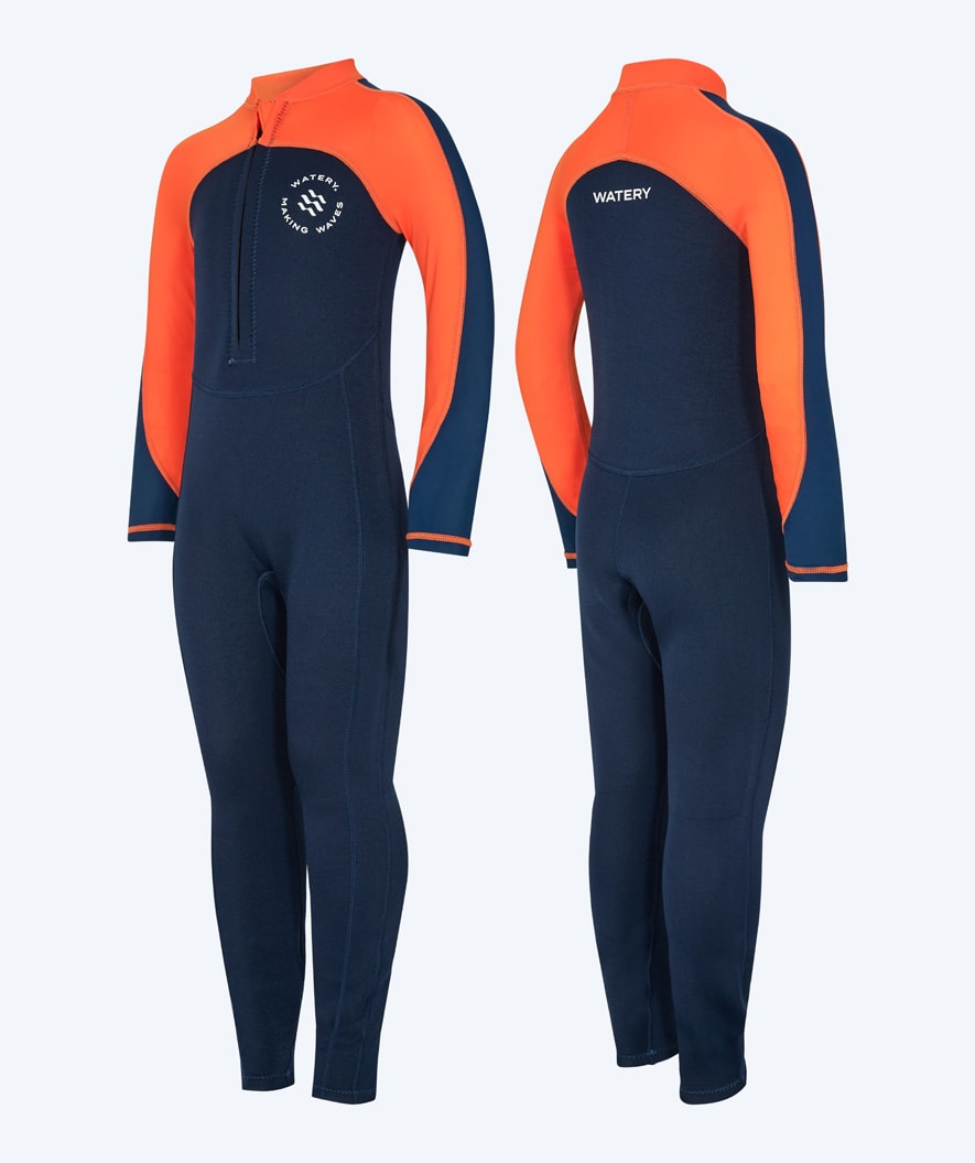 Watery wetsuit for kids - Calypso Full-Body - Orange/blue