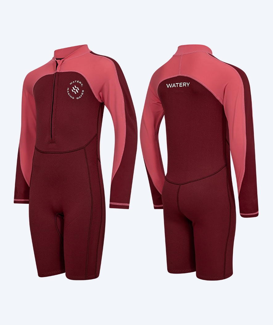 Watery wetsuit for kids - Calypso Long Sleeved - Red/pink