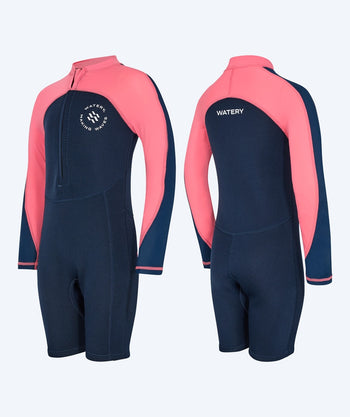 Watery wetsuit for kids - Calypso Long Sleeved - Coral/dark blue