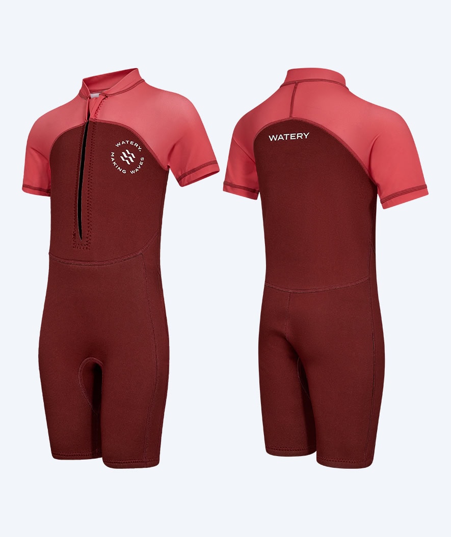 Watery UV wetsuit for kids - Calypso Shorty - Red/pink