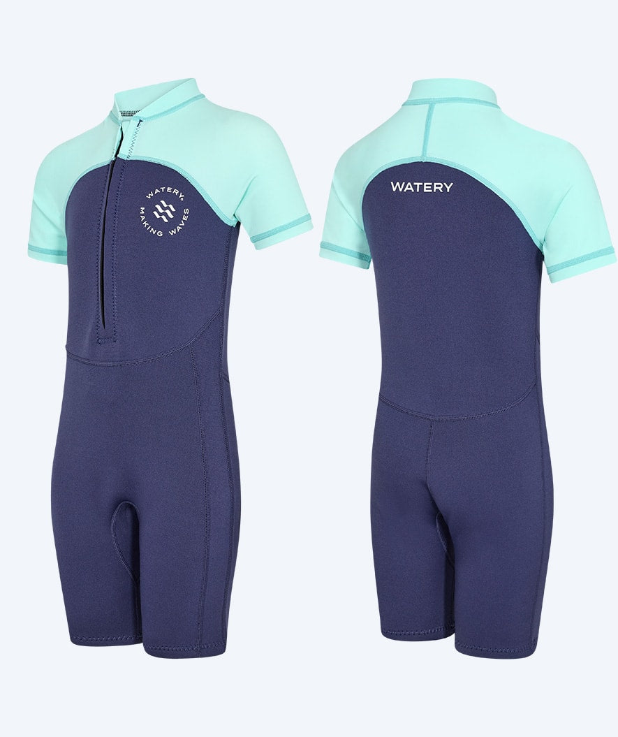 Watery UV wetsuit for kids - Calypso Shorty - Atlantic Turquoise