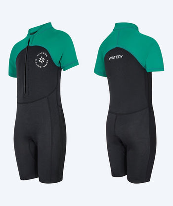 Watery UV wetsuit for kids - Calypso Shorty - Green/black
