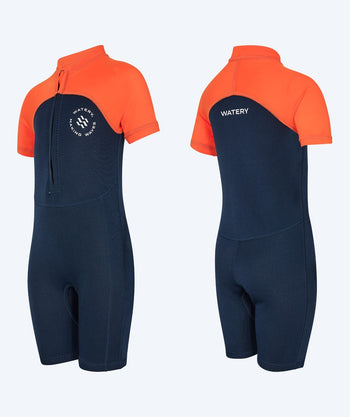 Watery UV wetsuit for kids - Calypso Shorty - Orange/blue