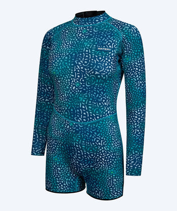 Watery neoprene springsuit for women - Catalina - Green/Blue