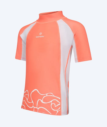 Watery UV shirt for kids - Chilton Short Sleeved Rashguard - Pink/white