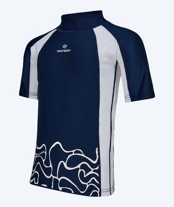 Watery UV shirt for kids - Chilton Short Sleeve Rashguard - Dark blue/white