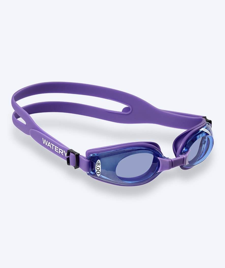 Watery nearsighted prescription swim goggles for adults - (-2.0) to (-8.0) - Clivia - Purple/blue