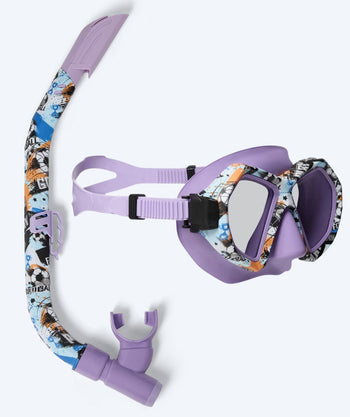 Watery Combo snorkel set for junior (8-15) - Riku Camo - Purple