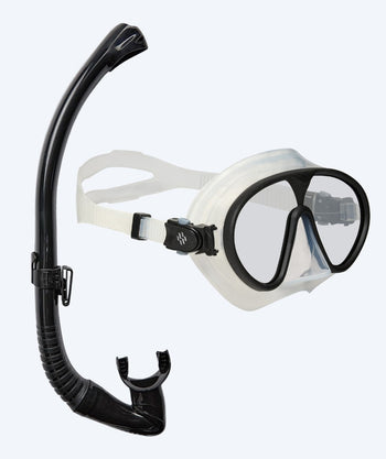 Watery Combo snorkel set for adults - Chisa/Fenton Pro - Black/Clear