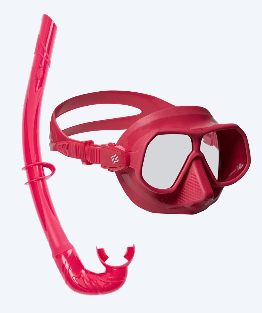 Watery Combo snorkel set for adults - Oceana/Cliff - Dark red/Red
