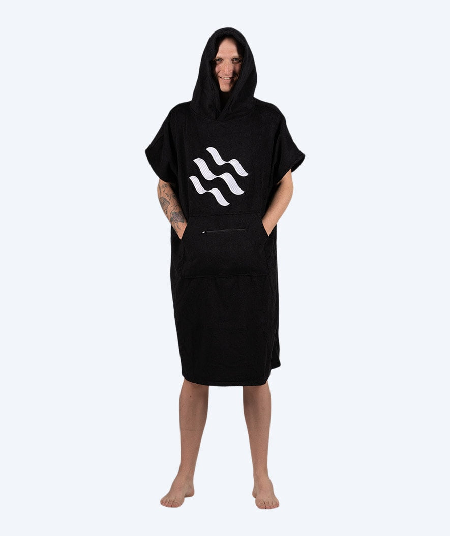 Watery bathing poncho for adults - Cotton - Black