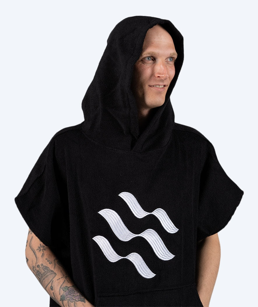 Watery bathing poncho for adults - Cotton - Black