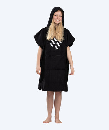 Watery bathing poncho for junior - Cotton - Black