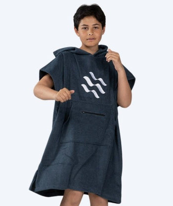 Watery bathing poncho for junior (6-14) - Cotton - Dark blue