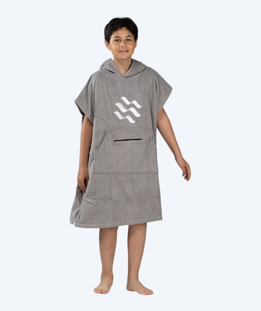 Watery bathing poncho for junior - Cotton - Grey