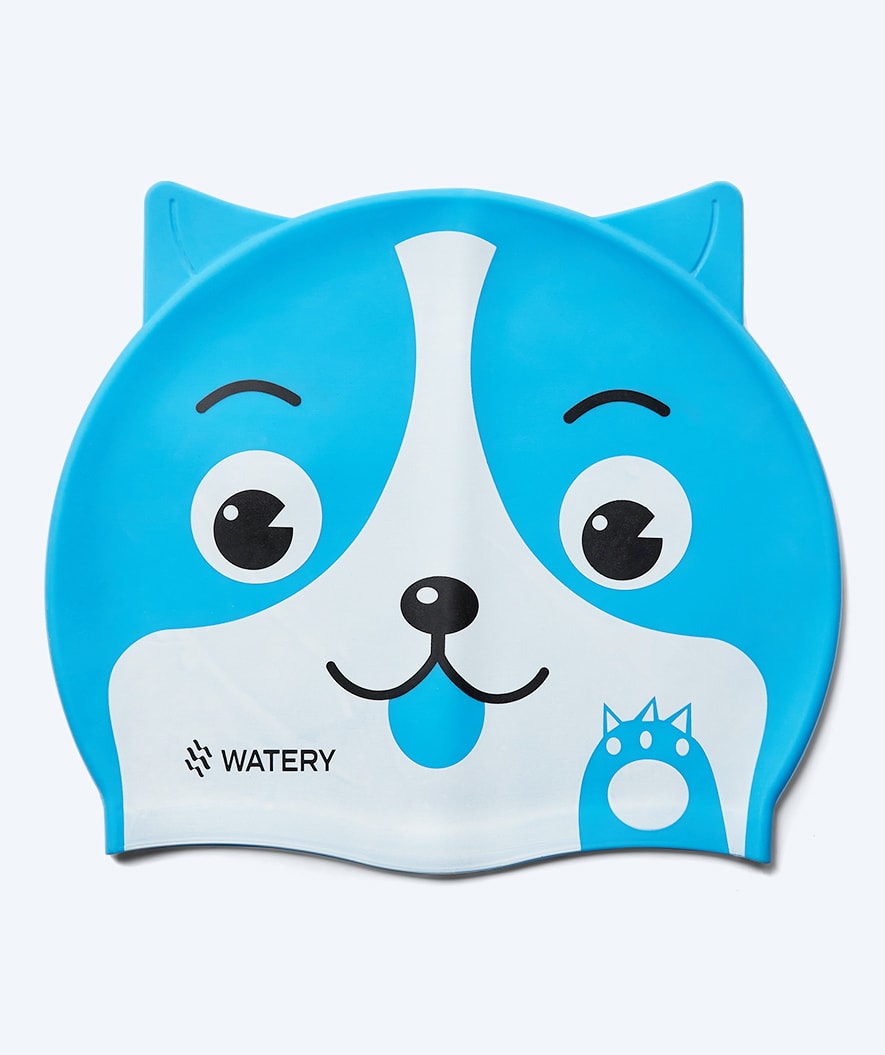 Watery swim cap for kids - Dashers - Cat (Light Blue)