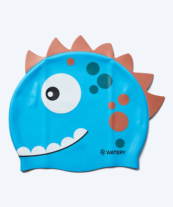 Watery swim cap for children - Dashers - Dino (Light Blue)