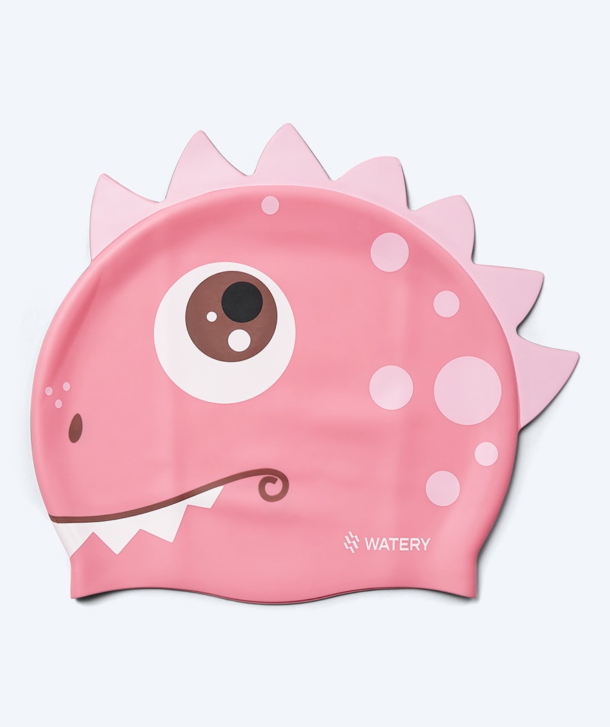 Watery swim cap for kids - Dashers - Dino (Pink)