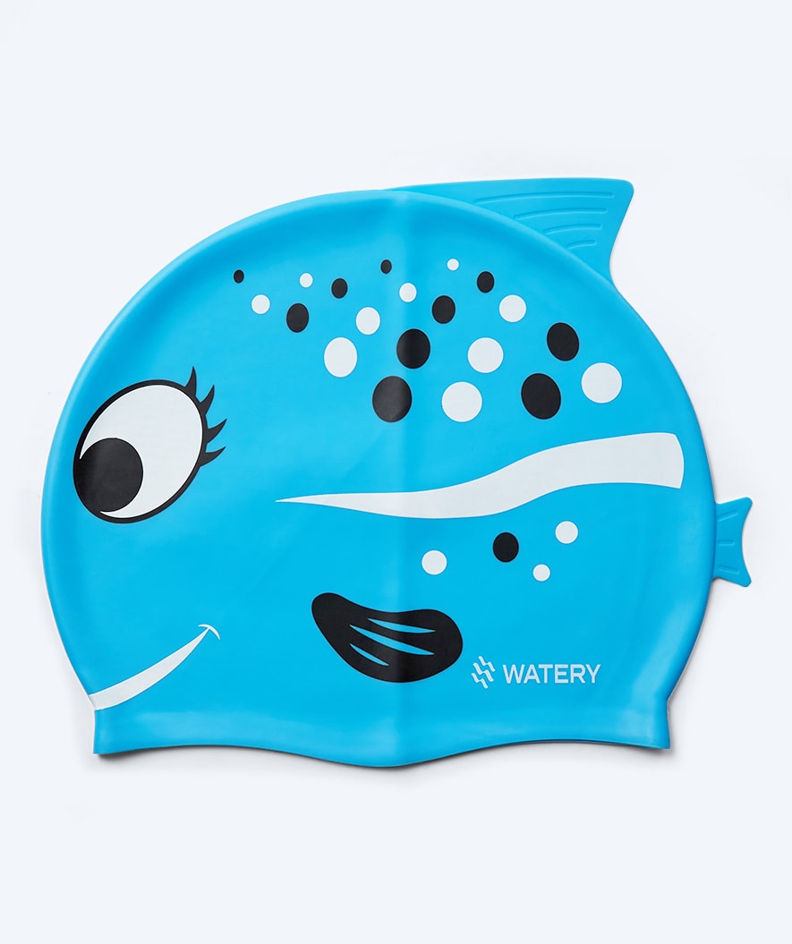 Watery swim cap for kids - Dashers - Fish (Light Blue)
