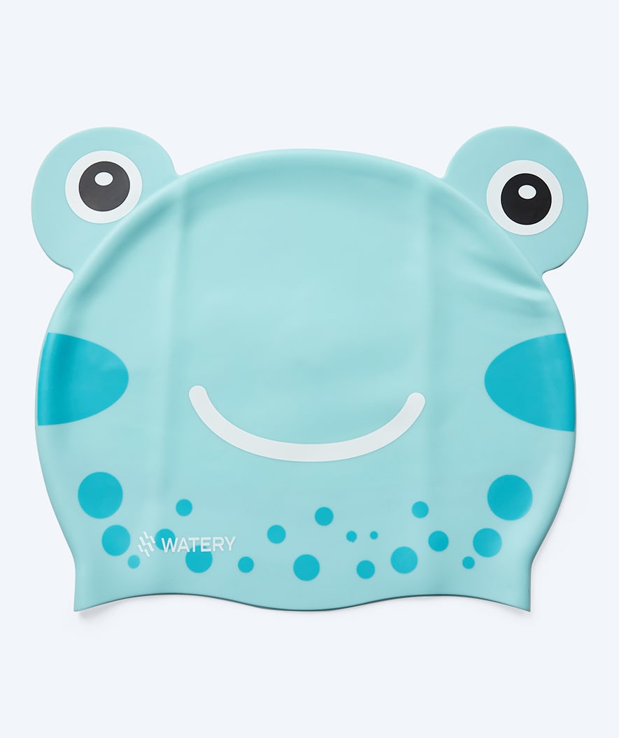 Watery swim cap for kids - Dashers - Frog (Light Blue)