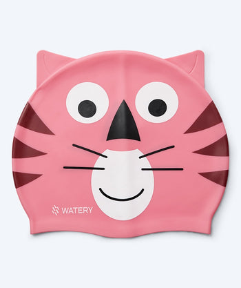 Watery swim cap for kids - Dashers - Tiger (Pink)