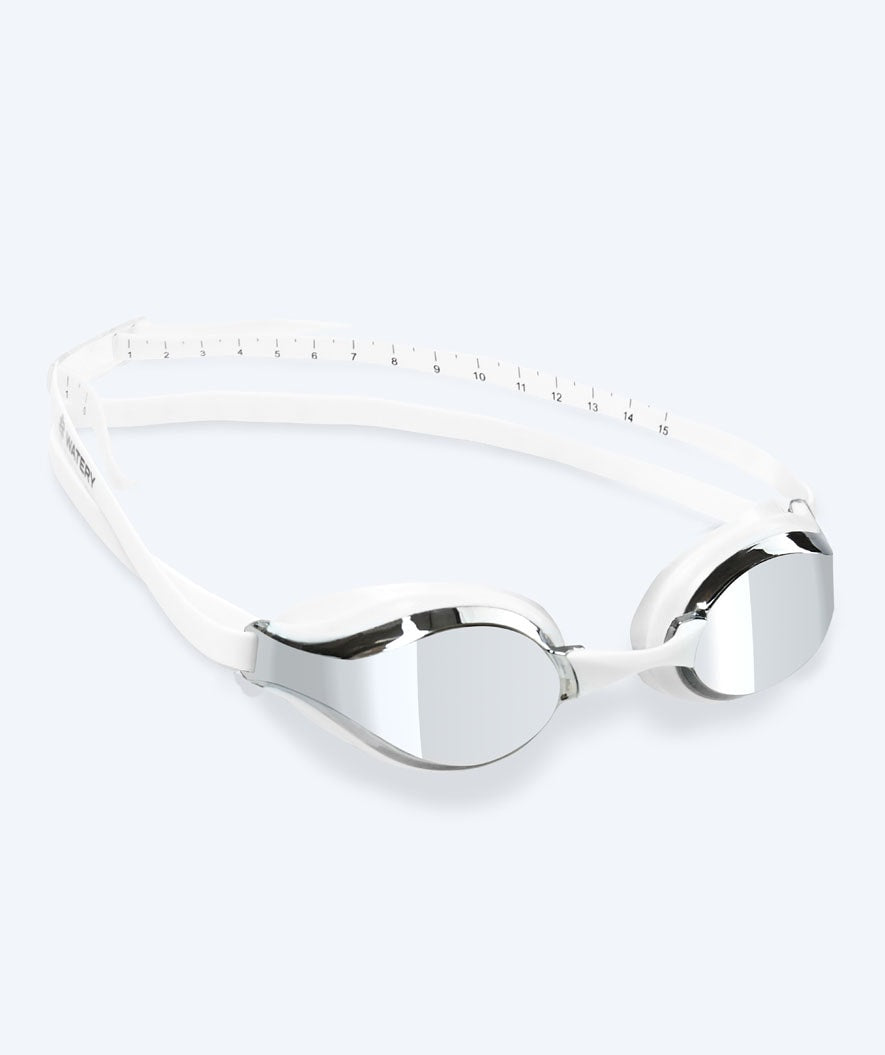 Watery Elite swim goggles - Poseidon Mirror - White/silver
