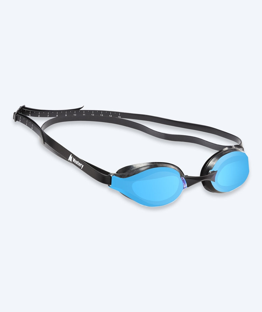 Watery Elite swim goggles - Poseidon Mirror - Black/blue