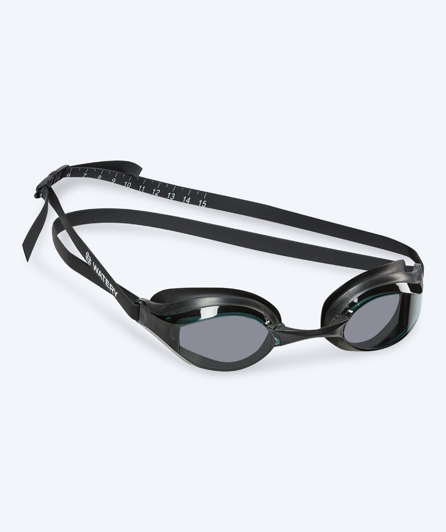 Watery Elite swim goggles - Poseidon - Black (Smoke lens)