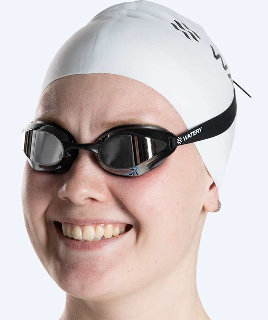 Watery Elite swim goggles - Poseidon Ultra Mirror - Black/silver