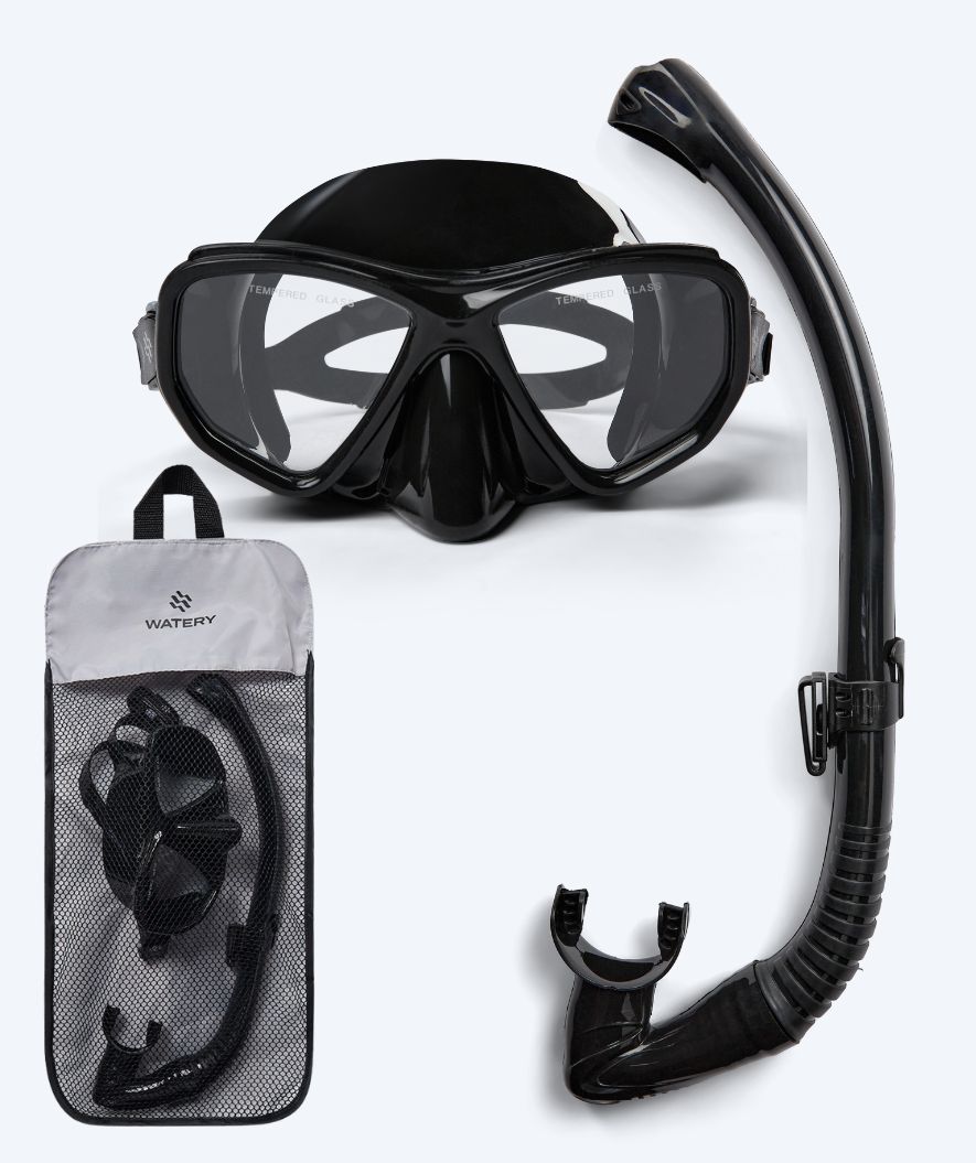 Watery Combo snorkel set for adults (from 15 years) - Fenton - Black