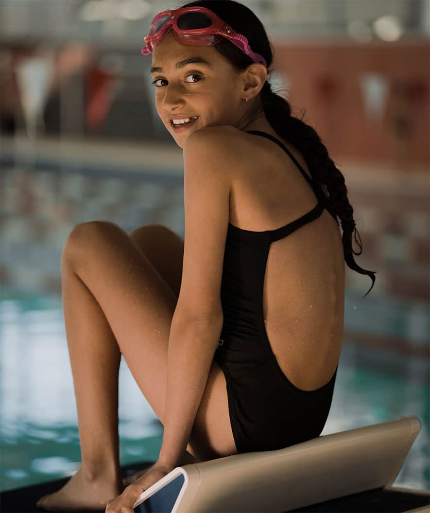 Watery swimsuit for girls - Freestyler Solid - Black