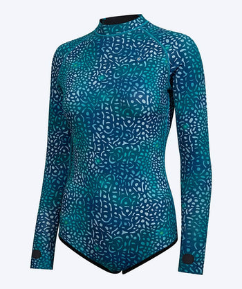 Watery neoprene springsuit for women - Lady Open Back - Green/Blue
