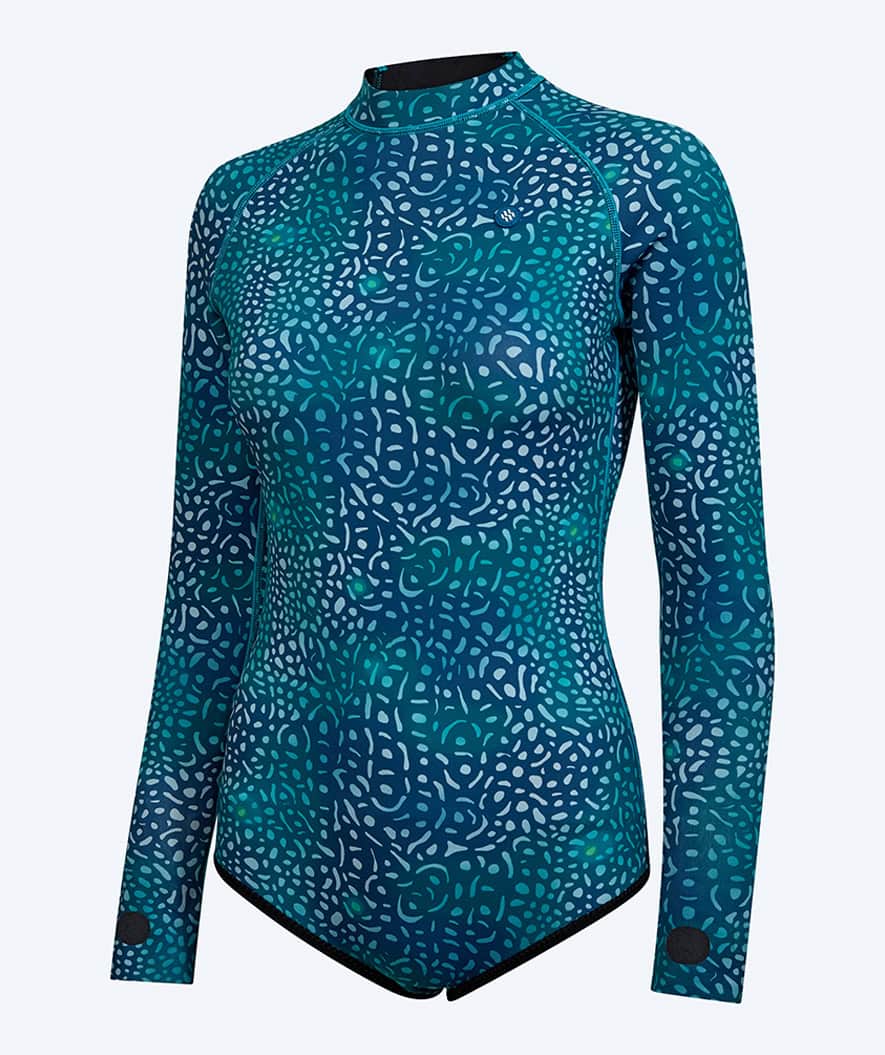 Watery neoprene springsuit for women - Lady Open Back - Green/Blue