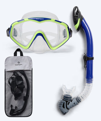 Watery Combo snorkel set for adults (from 15 years) - Leach Pro - Blue/Yellow