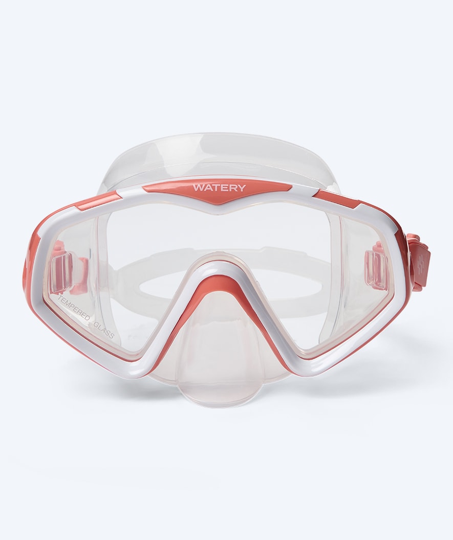 Watery diving mask for adults (from 15 years) - Leach Pro - White/pink