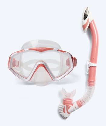 Watery Combo snorkel set for adults (from 15 years) - Leach Pro - White/Pink