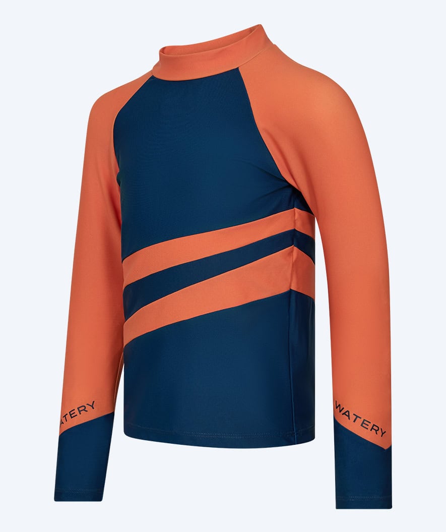 Watery UV-shirt for kids - Manami Long Sleeved Rashguard - Orange/blue