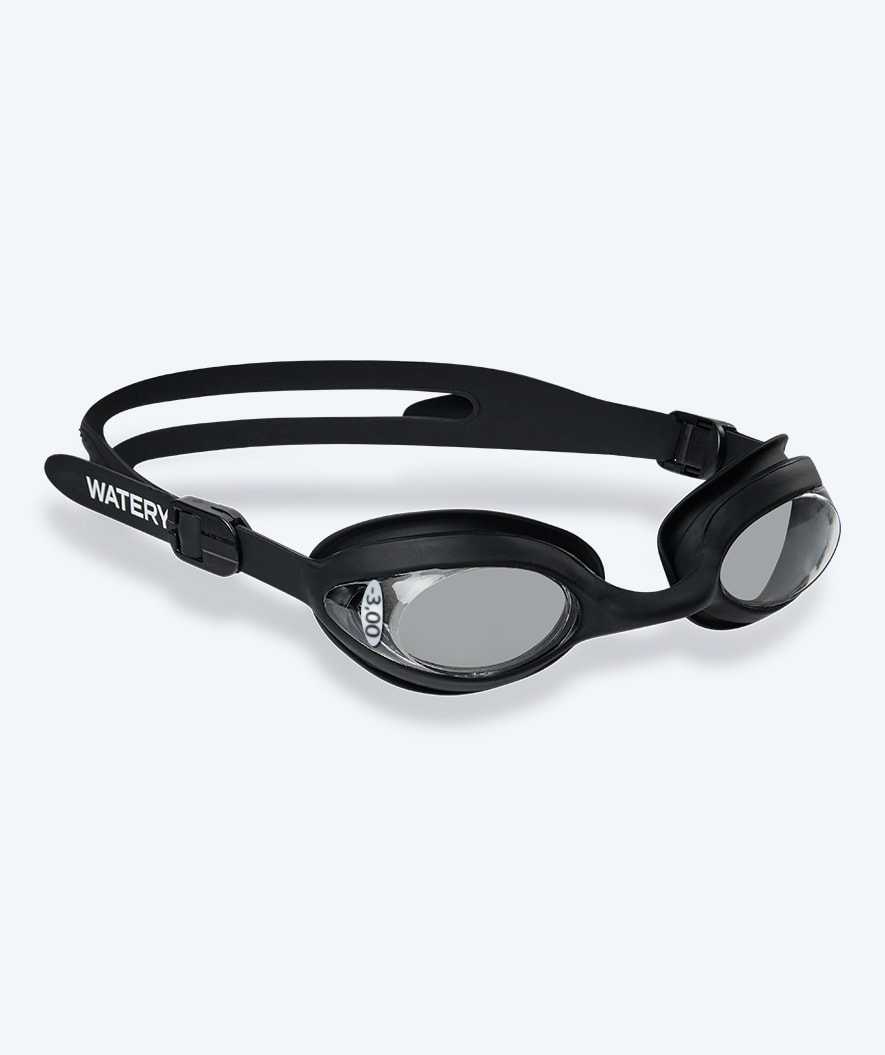 Watery nearsighted prescription swim goggles for adults - (-1.5) to (-8.0) - Matira - Black