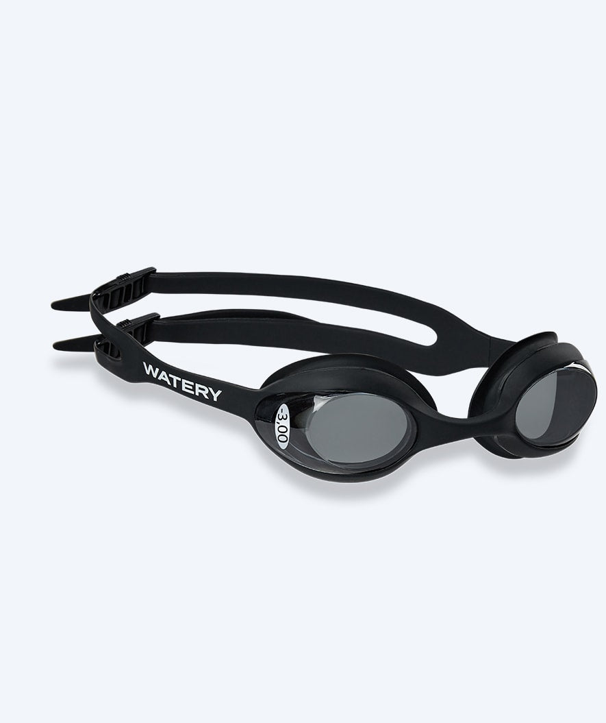 Watery nearsighted prescription swim goggles for kids - (-1.5) to (-5.5) - Matira - Black (Smoke lens)