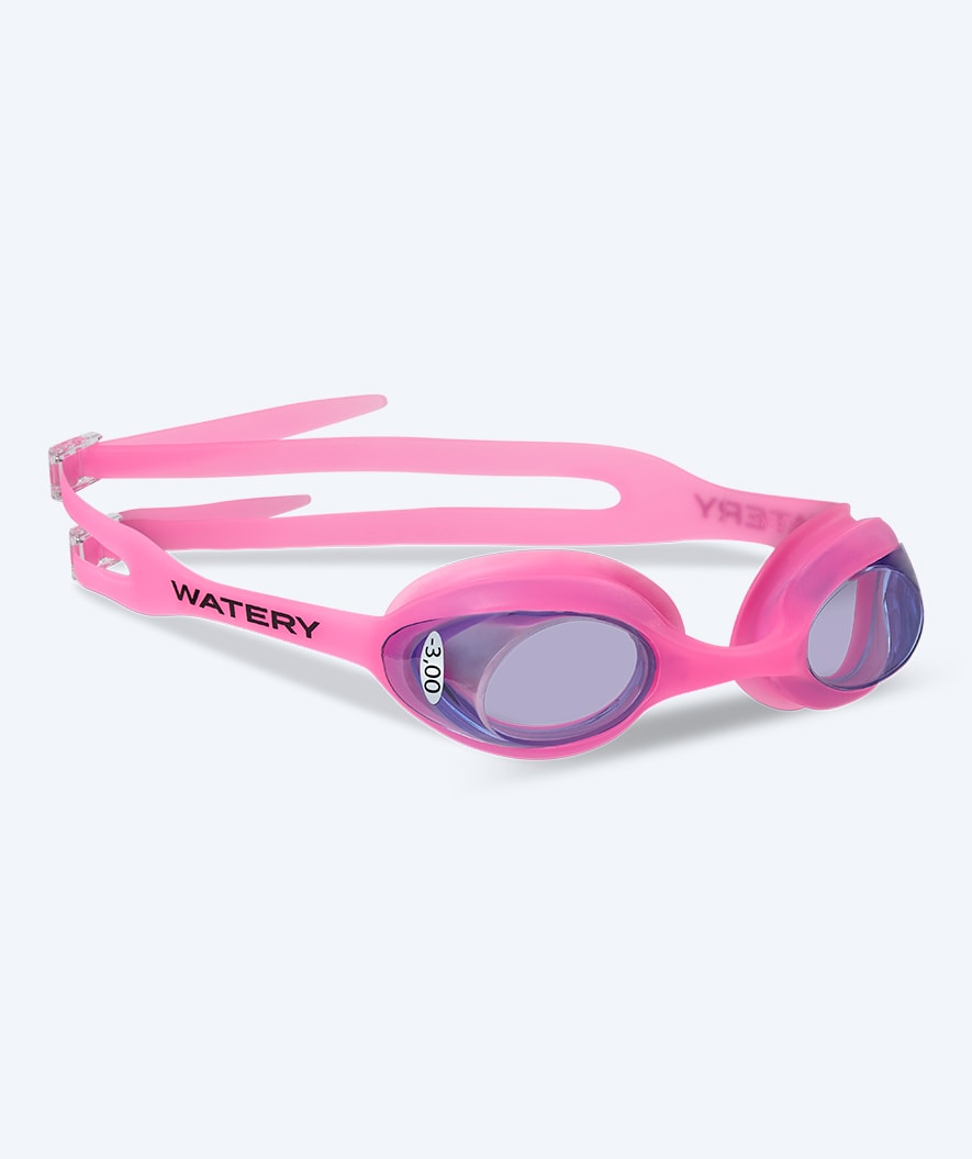 Watery nearsighted prescription swim goggles for kids - (-1.0) to (-6.0) - Matira - Pink/blue