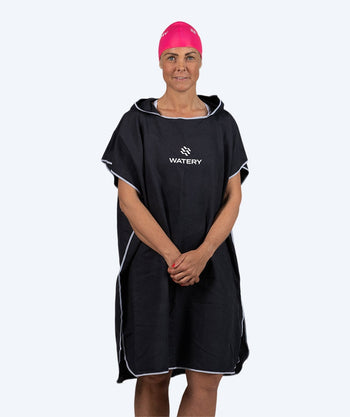 Watery bathing poncho for adults - Microfiber - Black